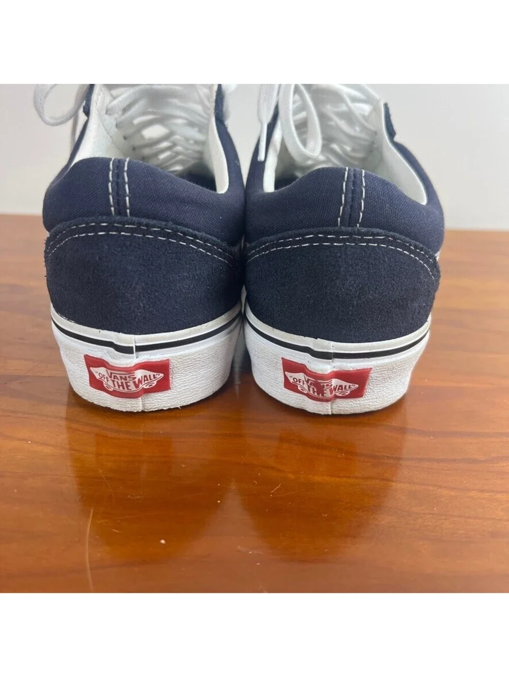 Vans Old Skool Navy White Suede Canvas Sneakers Unisex Size 6.5 Men 8 Women